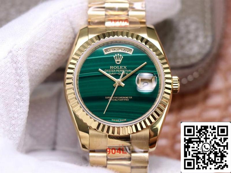 Rolex Day Date President 18238 1:1 Meilleure édition Cadran vert malachite Mouvement suisse