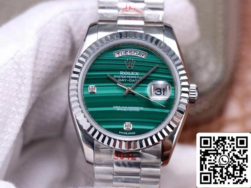 Rolex Day Date President 18038 1:1 Meilleure édition Cadran diamant vert malachite Mouvement suisse