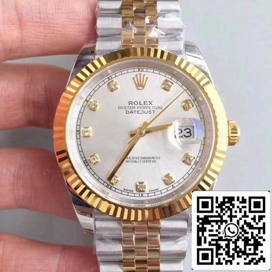Rolex Datejust 41 126333 Silbernes Zifferblatt 1:1 Best Edition Swiss ETA3255 Edelstahl 410L und Armband aus 18 Karat Gelbgold