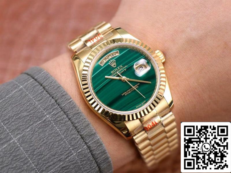 Rolex Day Date President 18238 1:1 Meilleure édition Cadran vert malachite Mouvement suisse