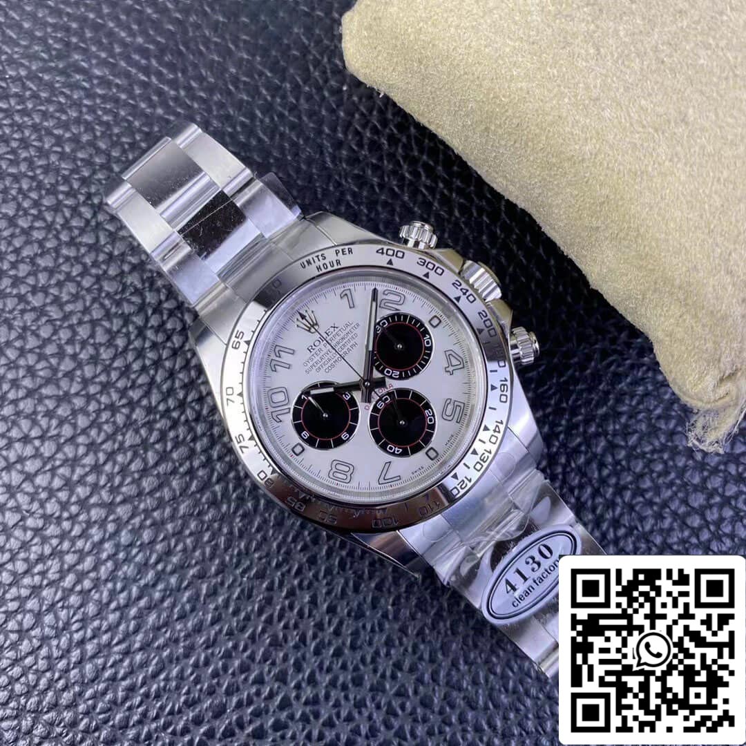 Rolex Cosmograph Daytona 1:1 Meilleure édition Clean Factory V3 Cadran blanc en acier inoxydable