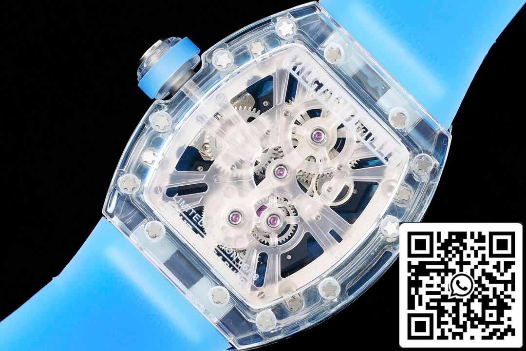 Richard Mille RM12-01 1:1 Best Edition RM Factory Tourbillon Transparente Version Blaues Armband