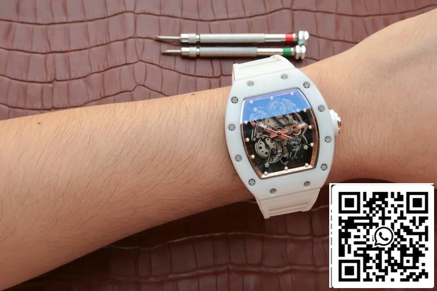 Richard Mille RM055 1:1 Best Edition KV Factory White Ceramic Rubber Strap