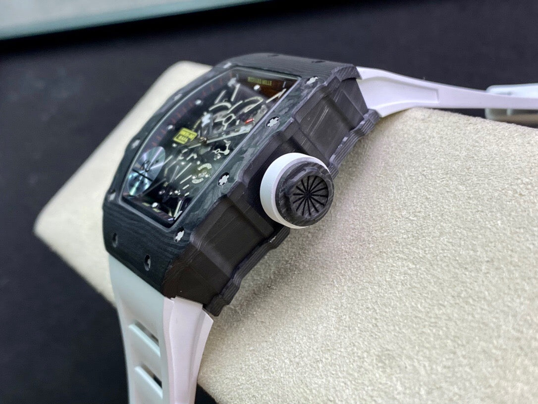 Richard Mille RM035-02 1:1 Best Edition KU Factory Carbon Fiber White Strap