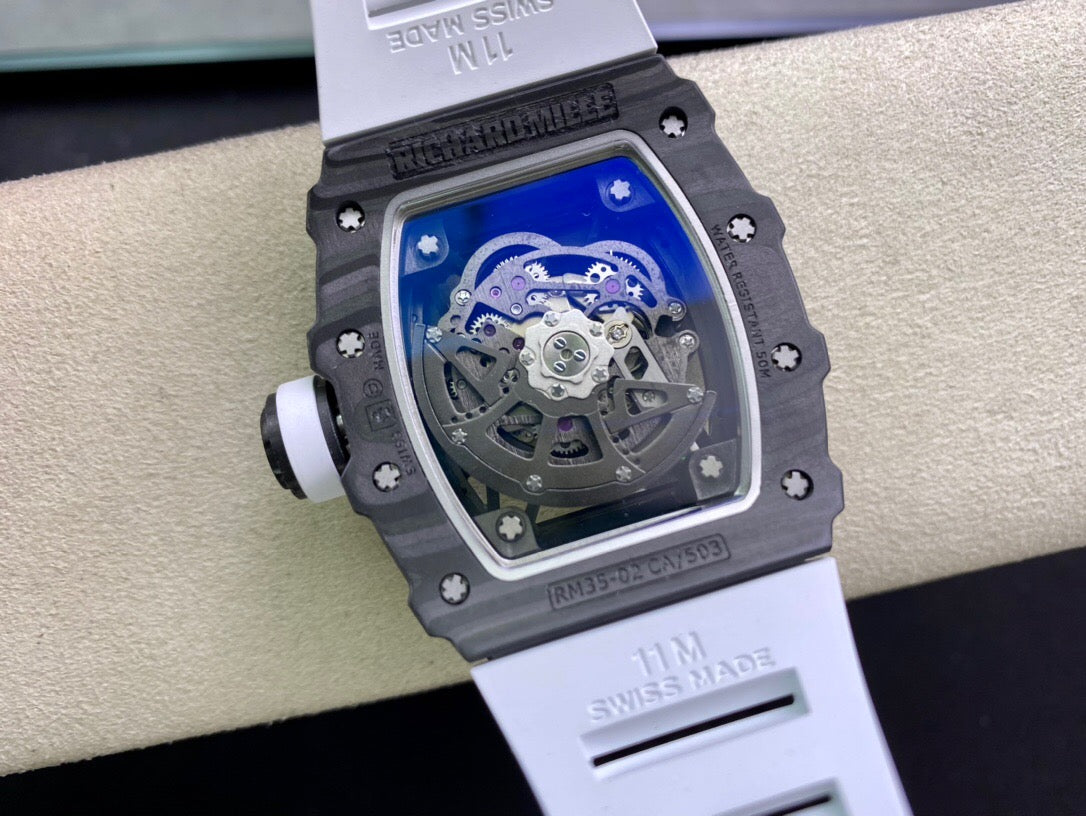 Richard Mille RM035-02 1:1 Best Edition KU Factory Carbon Fiber White Strap