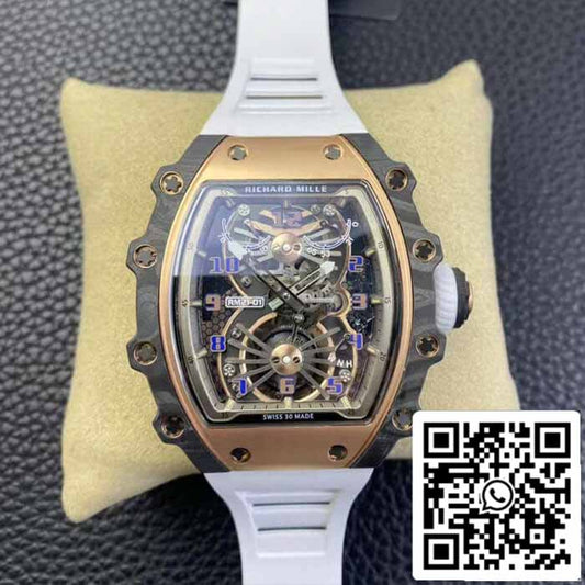 Richard Mille RM21-01 1:1 Best Edition RM Factory Tourbillon Skelett-Zifferblatt Weißes Armband