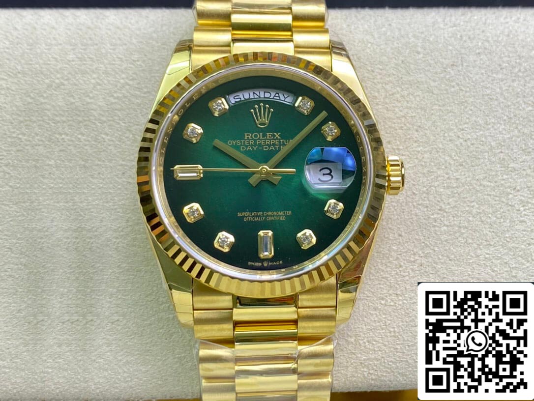 Rolex Day Date M128238-0069 1:1 Best Edition EW Factory, grünes Zifferblatt, Schweizer ETA3255