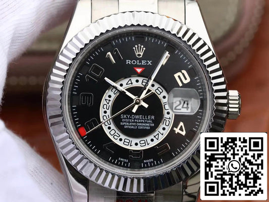 Rolex Sky Dweller 326939 Best 1:1 Edition Noob Factory Black dial and Silver