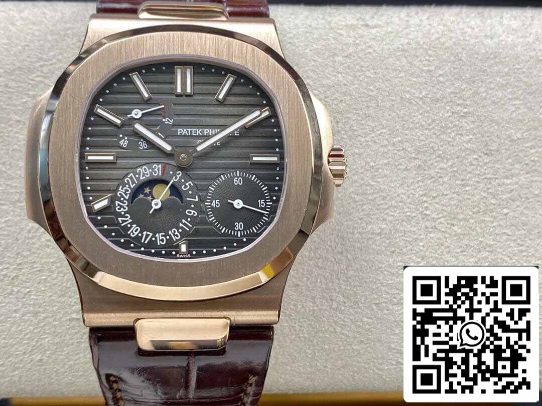 Patek Philippe Nautilus 5712 1:1 Meilleure édition ZF Factory Bracelet en cuir marron Cadran gris