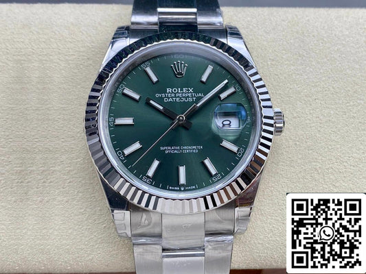 Rolex Datejust M126334-0028 41 mm Oyster-Armband VS Fabrikgrünes Zifferblatt