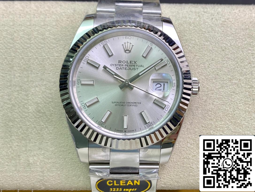 Rolex Datejust M126334-0003 41 mm Oyster-Armband, sauberes Fabrikweißes Zifferblatt