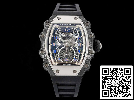Richard Mille RM21-01 1:1 Best Edition RM Factory Tourbillon Skelett-Zifferblatt Schwarzes Armband