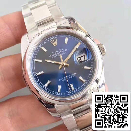 Rolex Datejust II 36 mm 116200 AR Cadran bleu usine 1: 1 Meilleure édition suisse ETA3135