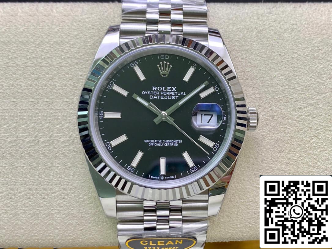 Rolex Datejust M126334-0018 41 mm Jubilee-Armband, sauberes, fabrikweißes Zifferblatt