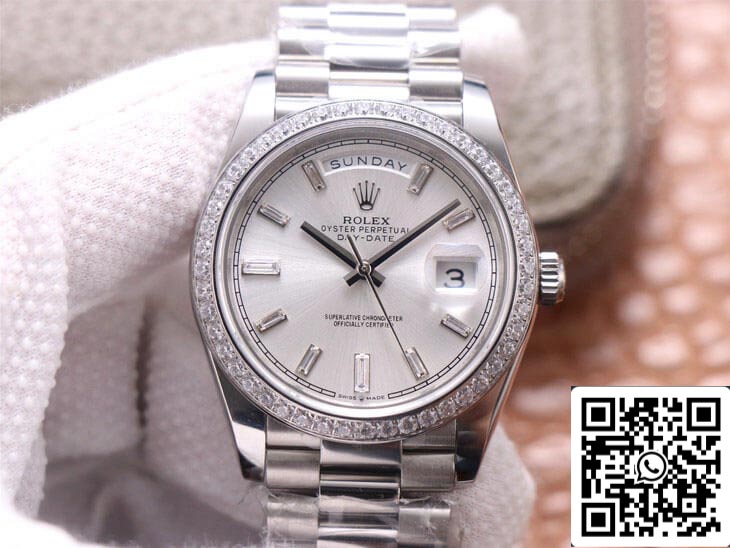 Rolex Day Date M228349RBR-0001 1:1 Best Edition EW Factory Silver Dial