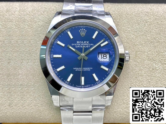 Rolex Datejust M126300-0001 1:1 Jante lisse VS Cadran bleu d'usine