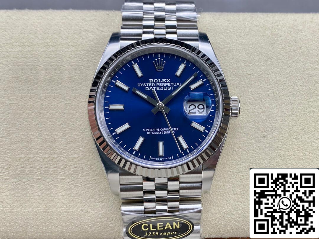 Rolex Datejust M126234-0017 36MM 1:1 Meilleure édition Clean Factory Cadran bleu