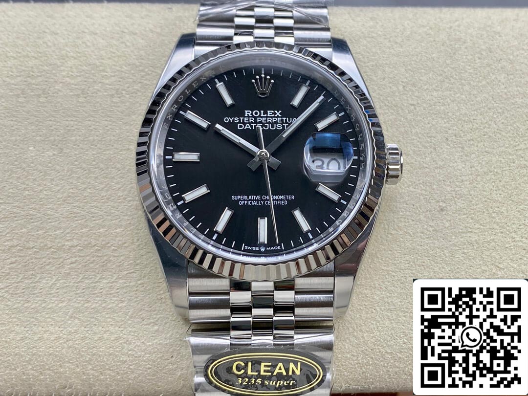 Rolex Datejust M126234-0015 36MM 1:1 Meilleure édition Clean Factory Cadran noir