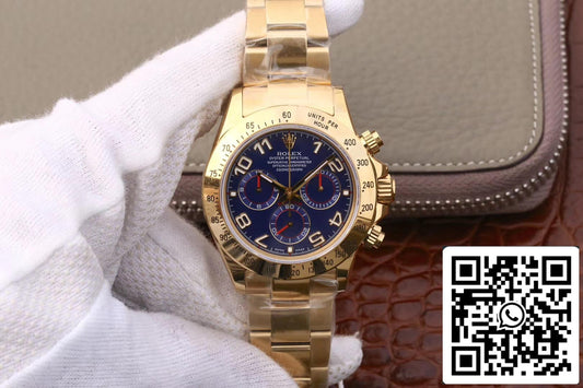 Rolex Daytona Cosmograph 116528 1:1 Meilleure édition JH Factory Or jaune Cadran bleu