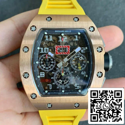 Richard Mille RM011 1:1 Best Edition KV Factory Roségold-Kautschukarmband