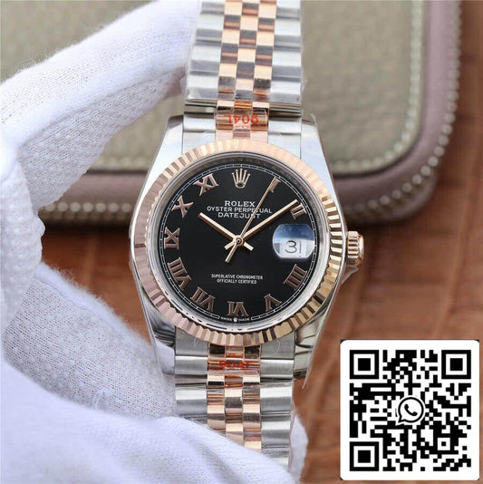 Rolex Datejust 116231 36 mm 1:1 Best Edition GM Factory schwarzes Zifferblatt