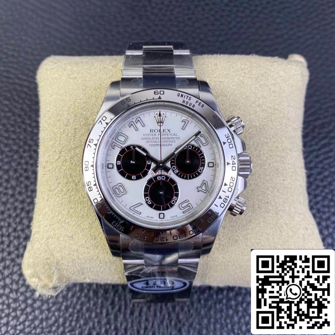 Rolex Cosmograph Daytona 1:1 Meilleure édition Clean Factory V3 Cadran blanc en acier inoxydable