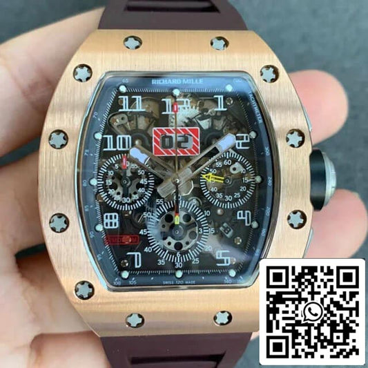 Richard Mille RM011 1:1 Best Edition KV Factory braunes Kautschukarmband