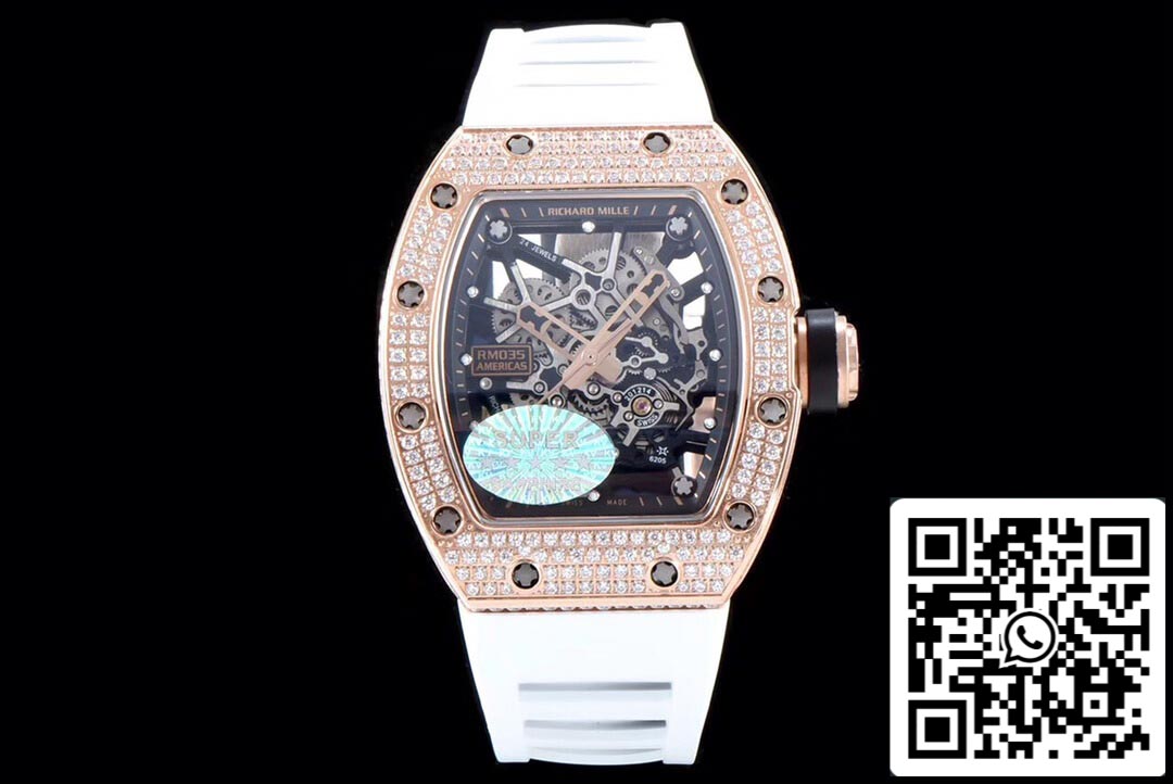 Richard Mille RM035 Americas 1:1 Best Edition KV Factory Rose Gold Diamond Case