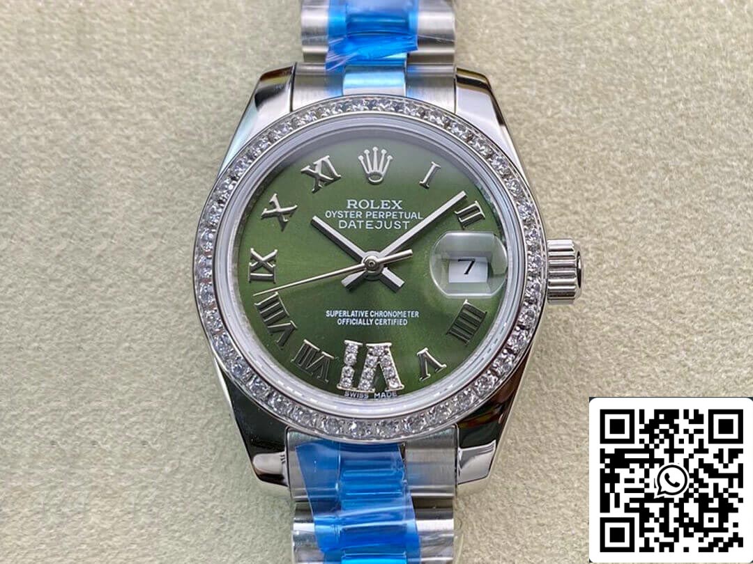 Rolex Datejust 28MM 1:1 Meilleure édition BP Factory Cadran vert serti de diamants