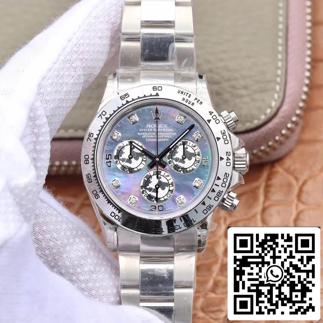 Rolex Daytona Cosmograph 116509-0064 1: 1 Meilleure édition JH Factory Cadran Fritillaria en or blanc 18 carats