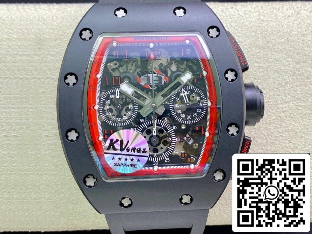 Richard Mille RM011 1:1 Best Edition KV Factory Ceramic Black Strap