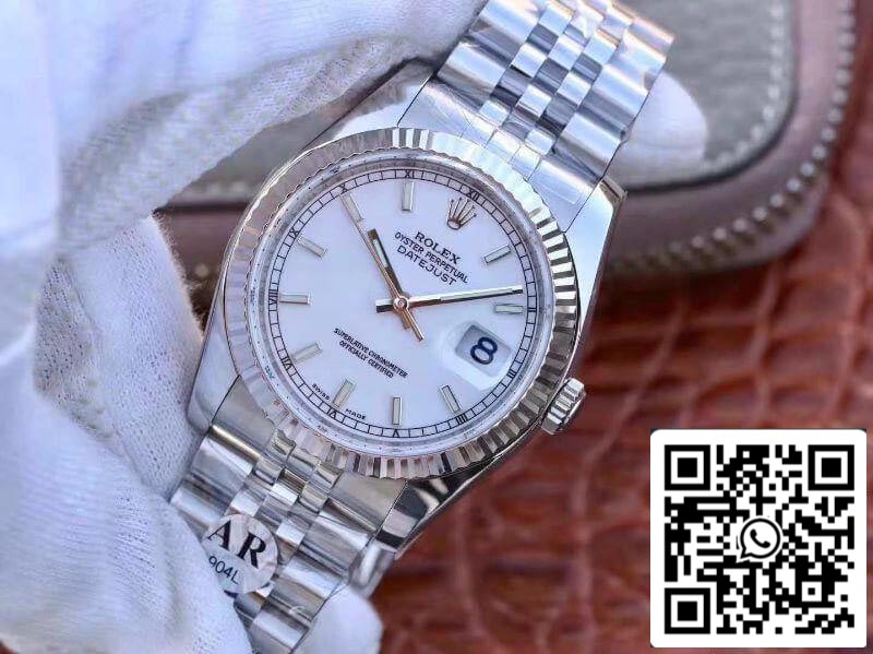 Rolex Datejust 36mm 116234 AR Factory 1:1 Best Edition Swiss ETA3135 White Dial