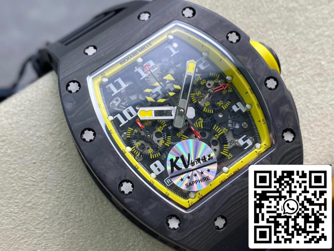 Richard Mille RM-011 1:1 Best Edition KV Factory Yellow Strap