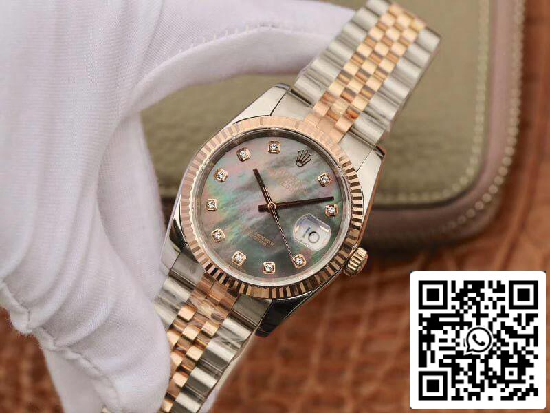 Rolex Datejust  36mm GM Factory 1:1 Best Edition Gray Dial Diamond Markers 18K Gold Wrapped Swiss ETA3135