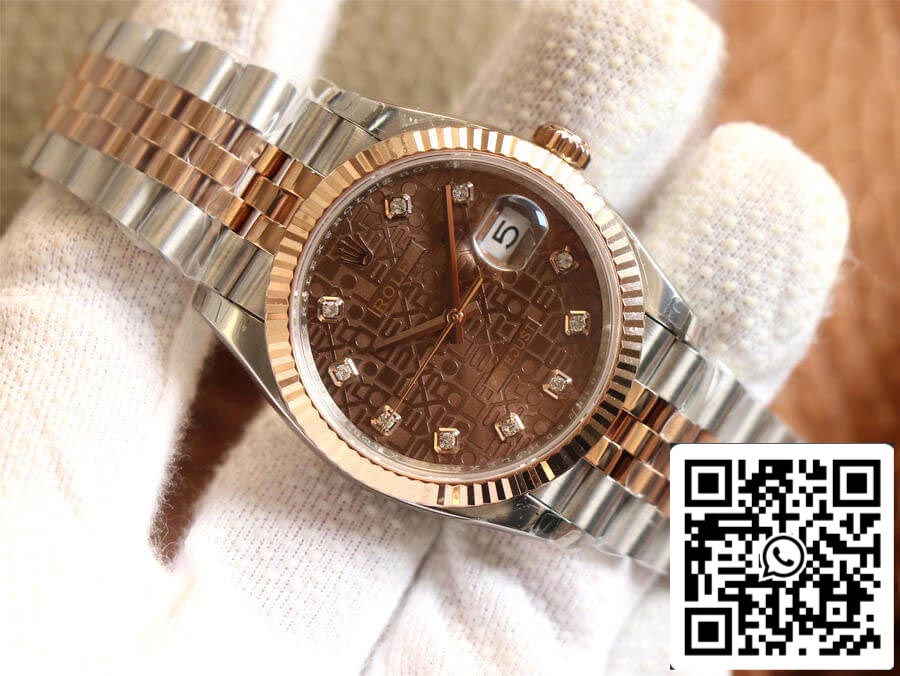 Rolex Datejust M126231-0025 1:1 Best Edition EW Factory Rose Gold Chocolate Color Dial