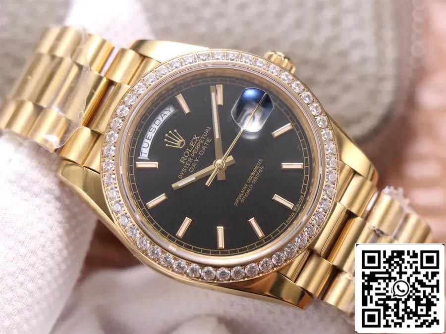 Rolex Day Date 40MM 1:1 Best Edition EW Factory Yellow Gold Black Dial