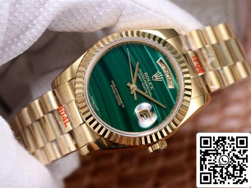 Rolex Day Date President 18238 1:1 Meilleure édition Cadran vert malachite Mouvement suisse