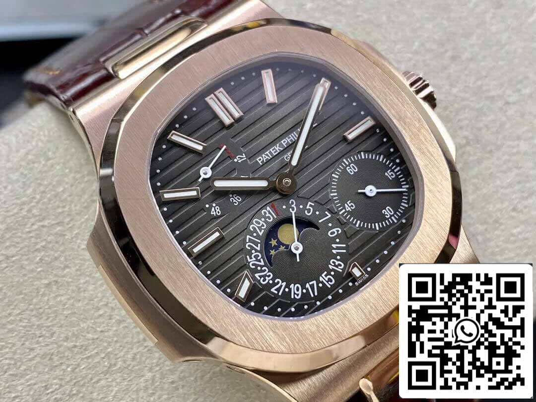 Patek Philippe Nautilus 5712 1:1 Meilleure édition ZF Factory Bracelet en cuir marron Cadran gris