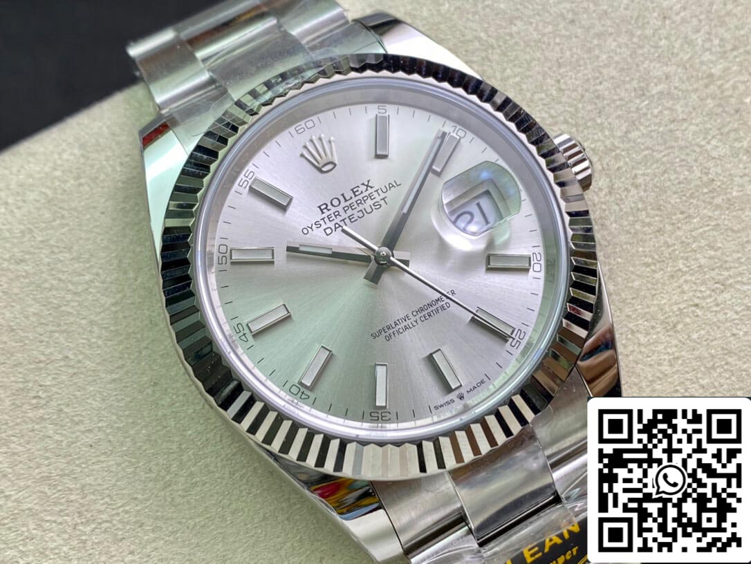 Rolex Datejust M126334-0003 41 mm Oyster-Armband, sauberes Fabrikweißes Zifferblatt