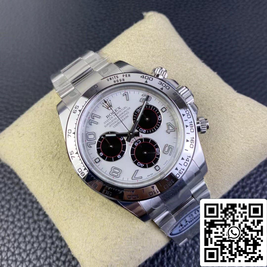 Rolex Cosmograph Daytona 1:1 Meilleure édition Clean Factory V3 Cadran blanc en acier inoxydable