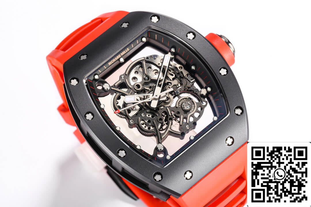 Richard Mille RM-055 1:1 Best Edition BBR Factory Ceramic Case Red Strap