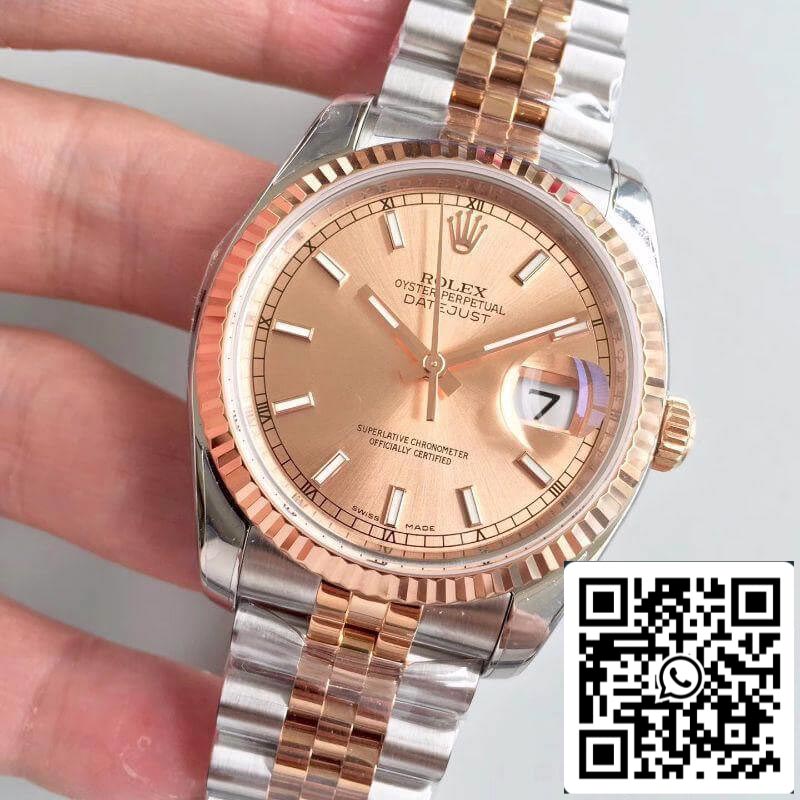 Rolex Datejust 36mm 116234 AR Factory Mechanical Watches 1:1 Best Edition Swiss ETA3135 Rose Gold Dial