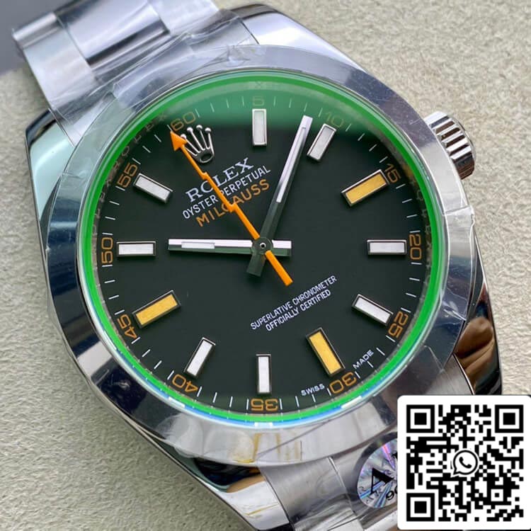 Rolex Milgauss 116400GV AR Factory 1:1 Best Edition Swiss ETA3131 Black Dial