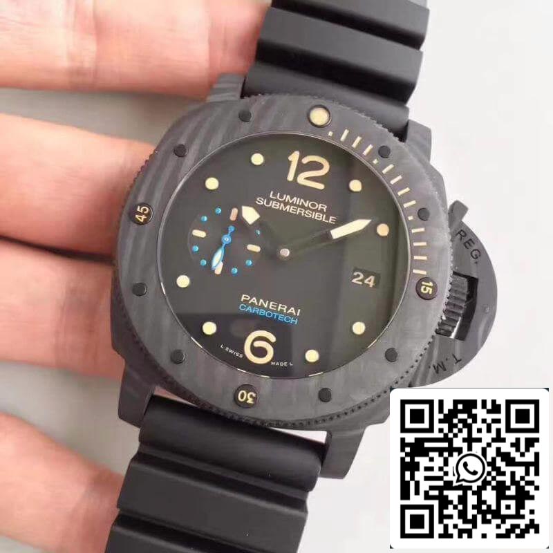 Panerai Luminor PAM441 VS Factory Boîtier en céramique 1:1 Meilleure édition suisse ETA P9001 Bracelet en cuir marron