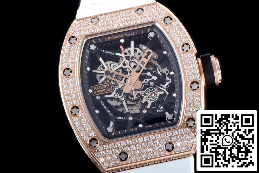 Richard Mille RM035 Americas 1:1 Best Edition KV Factory Rose Gold Diamond Case