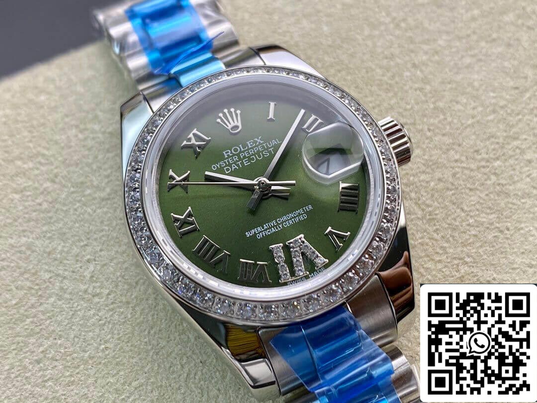 Rolex Datejust 28MM 1:1 Meilleure édition BP Factory Cadran vert serti de diamants