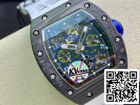 Richard Mille RM011 1:1 Best Edition KV Factory Carbon Fiber White Strap