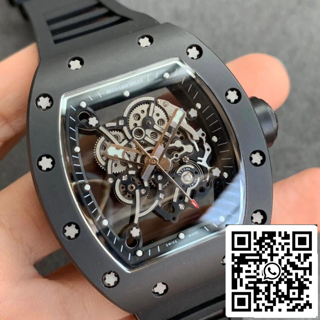 Richard Mille RM055 1:1 Best Edition KV Factory V2 schwarzes Keramik-Kautschukarmband