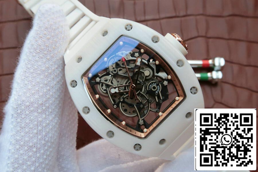 Richard Mille RM055 1:1 Best Edition KV Factory White Ceramic Rubber Strap