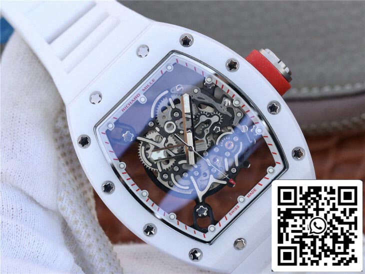 Richard Mille RM055 1:1 Best Edition KV Factory White Rubber Strap